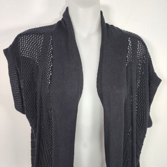 T Tahari Womens Cardigan Open Front Medium Long Vest Sleeveless Knit Minimalist - Picture 3 of 10